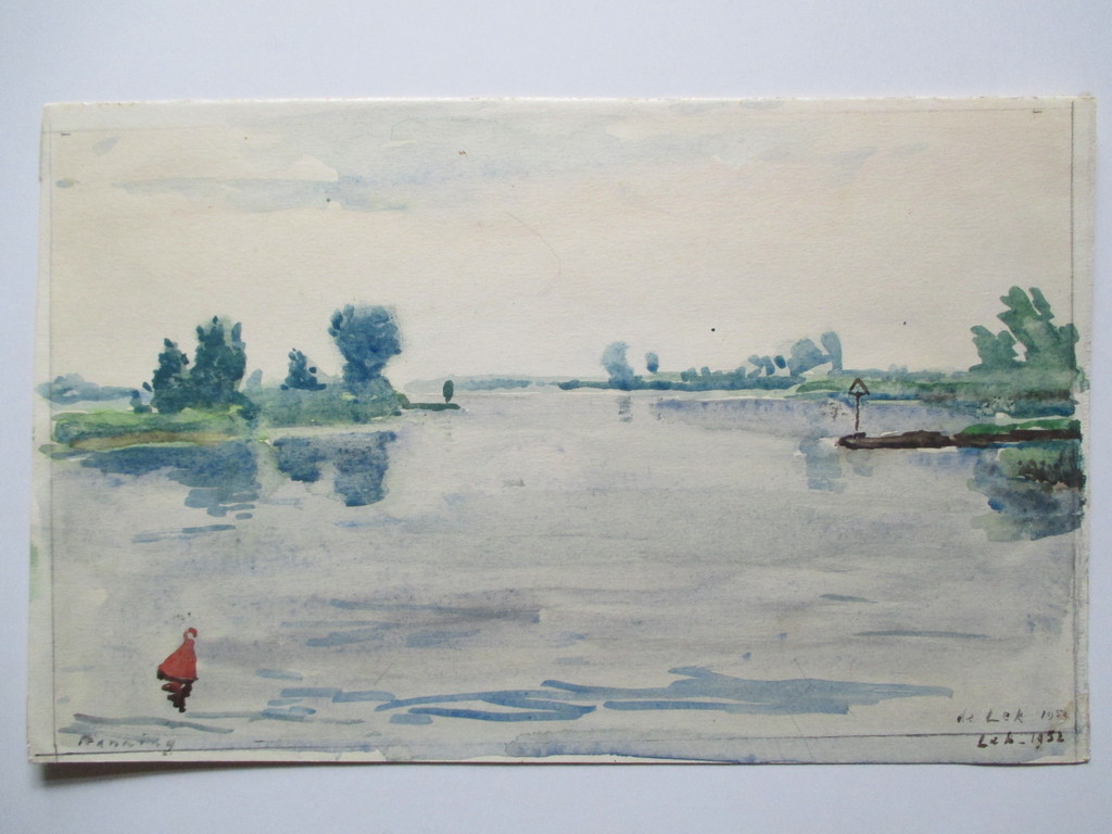 Onbekend, aquarel De Lek 1952 kopen? Bied vanaf 30!