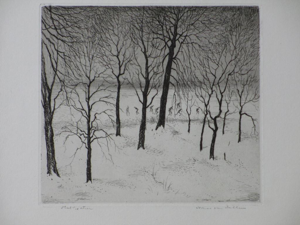 Hans van Dokkum, Schaatsers op het ijs, Ets verkocht voor € 40!