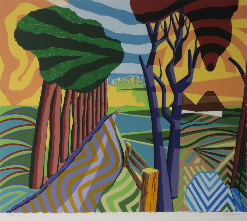 Peter Wiemers: Zeefdruk, Landschap - Ingelijst kopen? Bied vanaf 35!