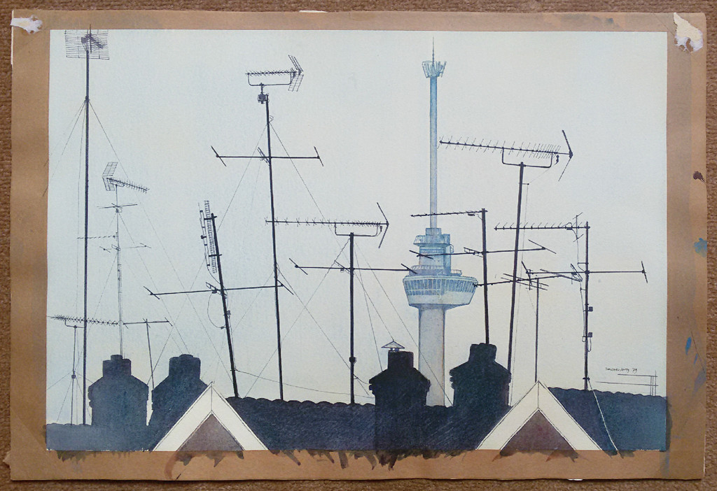 Willem Smorenburg - Uitzicht vanuit atelier, aquarel kopen? Bied vanaf 75!