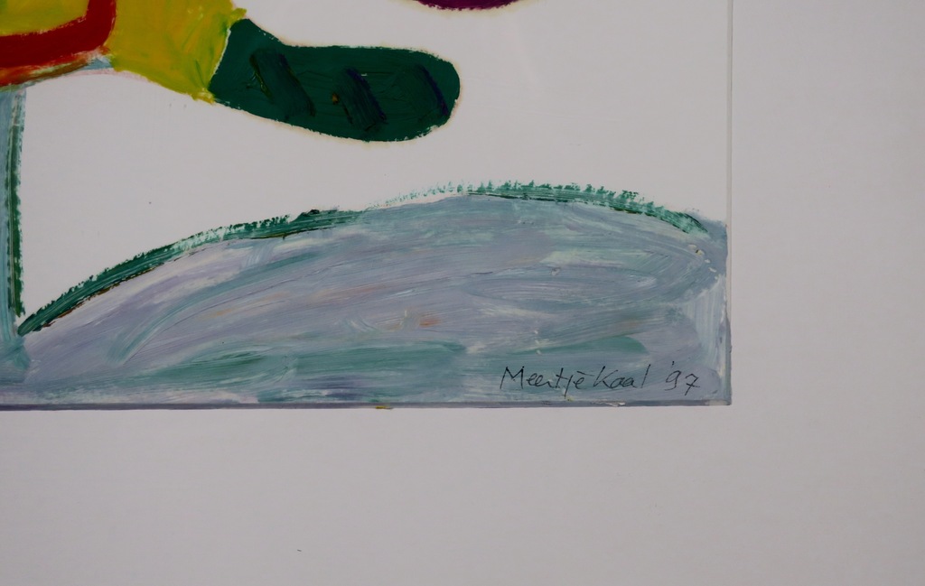 Meertje Kaal: Olieverf op papier, Nog nooit zo vrolijk geweest - Ingelijst kopen? Bied vanaf 1!