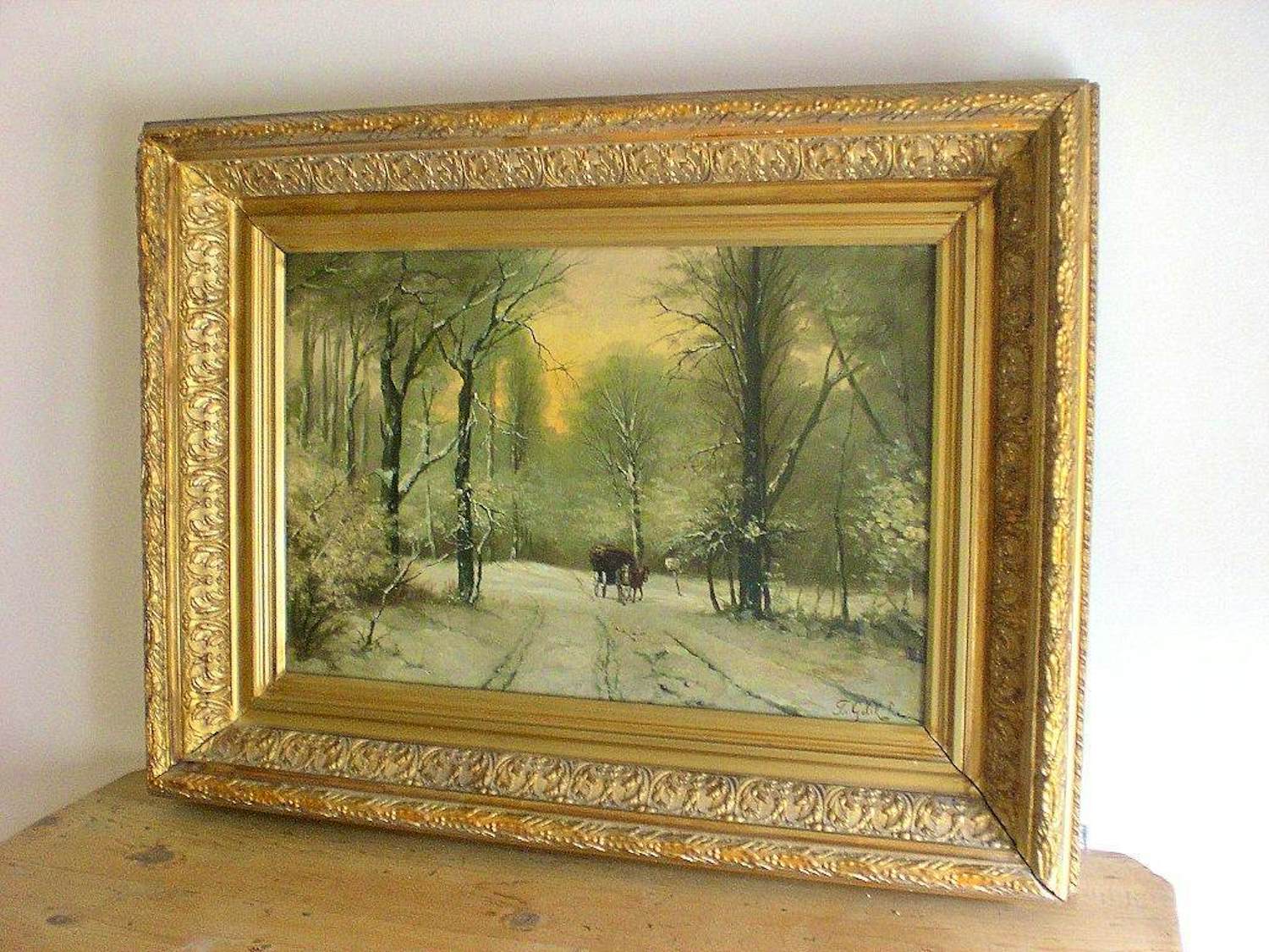 Franciscus Lodewijk van Gulik - Olieverf op doek winterlandschap schilderij van FL v. Gulik kopen? Bied vanaf 1000!