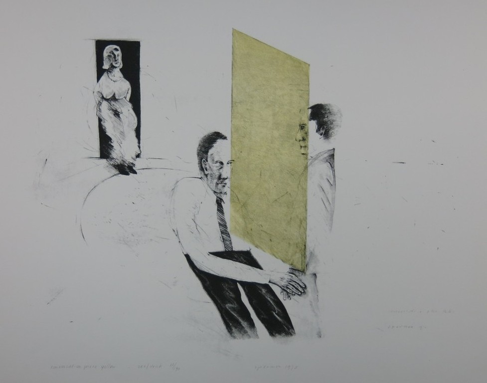 Kees Spermon: Zeefdruk, Conversation piece yellow verkocht voor € 50!