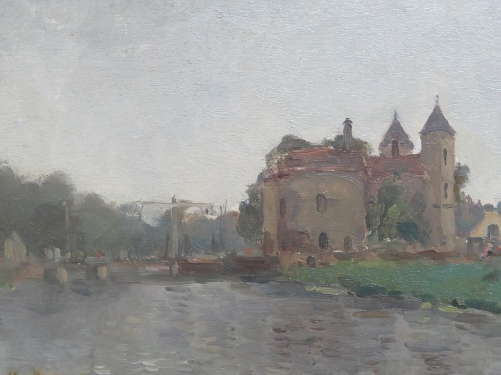 Hugo van Schaik - olieverf op paneel - Gezicht op slot Loevestein kopen? Bied vanaf 1!