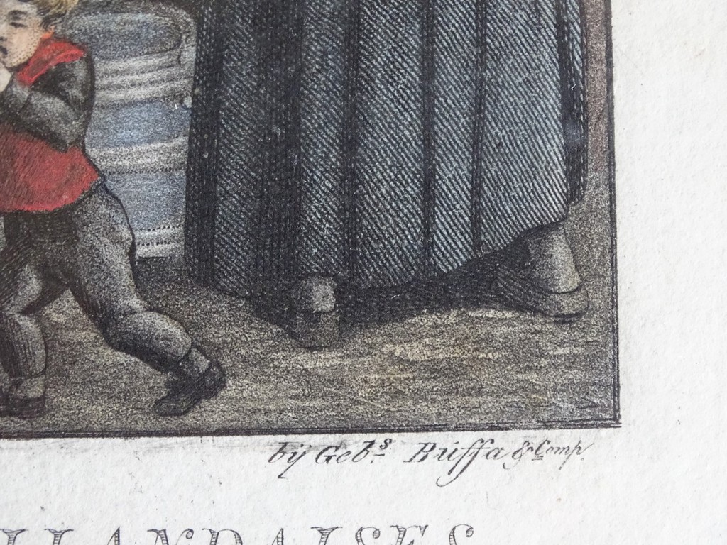 Ingekleurde gravure, Hollandsche Costumes, te Amsterdam, 19e eeuw  kopen? Bied vanaf 1!