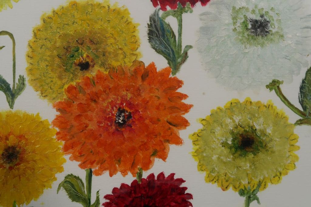 Herman Lievers: Olieverf, Dahlia's - Ingelijst kopen? Bied vanaf 1!