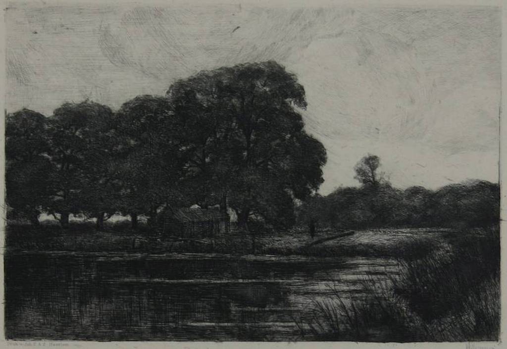 Jan Hillebrand Wijsmuller: Ets, Landschap bij Zutphen kopen? Bied vanaf 1!