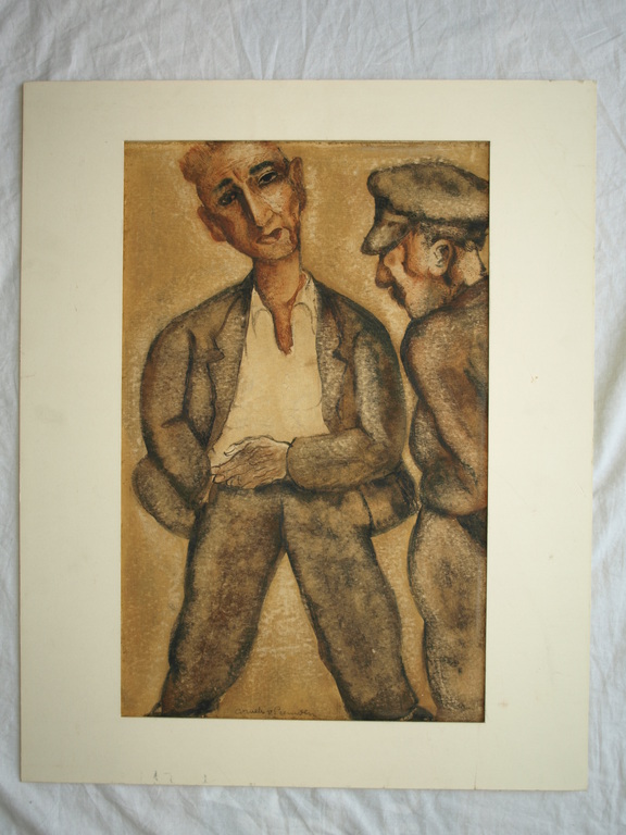 CORNELIS VAN LEEUWEN – Tekening / aquarel – 2 Mannen – Gesigneerd - ca 1940 kopen? Bied vanaf 1!