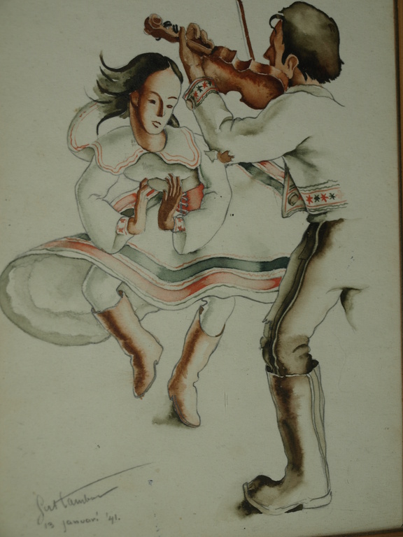 Ger Tamboer (1917-1982) : Tekening – Dansen – gesigneerd & ingelijst - 1941 kopen? Bied vanaf 1!