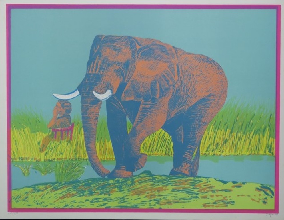 Antonio Segui: Litho, Olifant bij water kopen? Bied vanaf 20!