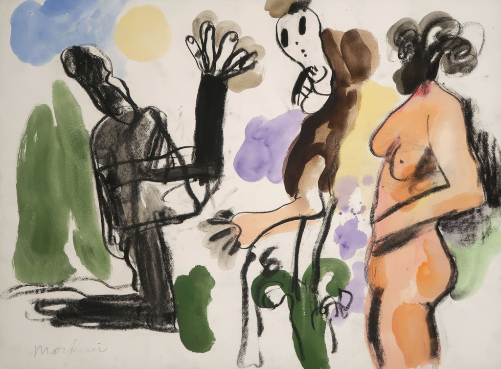 Anton Martineau: Aquarel en Krijt, Z.T. Fantasiefiguren verkocht voor € 120!