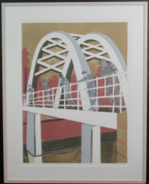 Hans Ebeling Koning: Zeefdruk, Brug L. - Ingelijst (Groot) kopen? Bied vanaf 35!