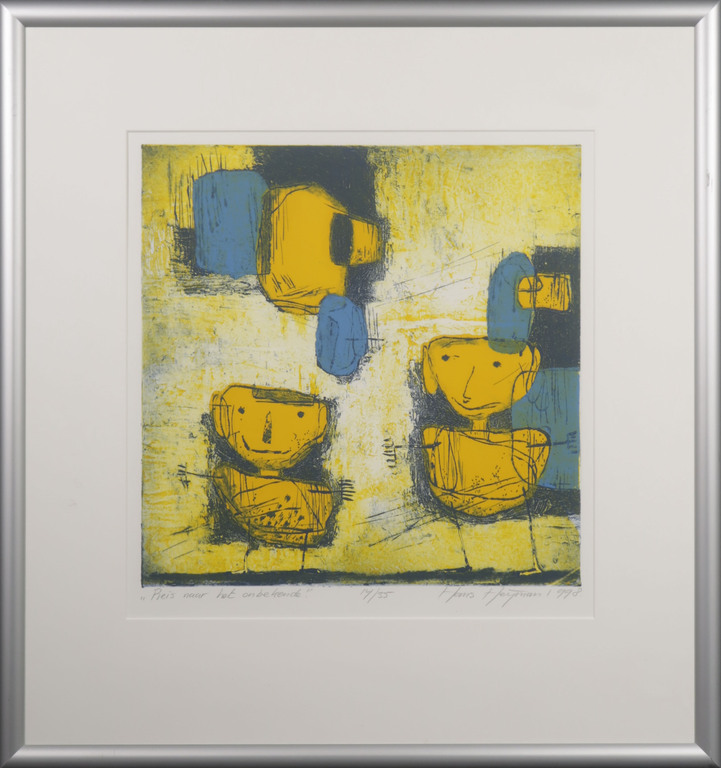 Hans Heijman: Ets, Reis naar het onbekende - Ingelijst verkocht voor € 50!