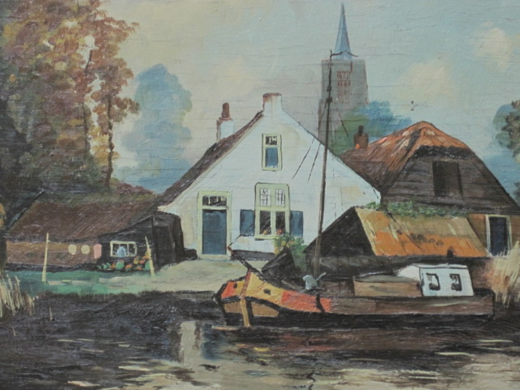 Cees Terlouw 1890-1948 olieverf "aan de Vecht" gesigneerd ca. 1920 kopen? Bied vanaf 1!