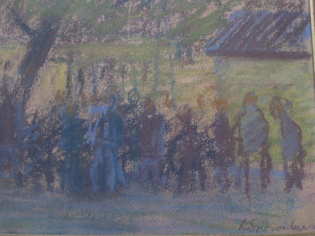 gesign. L.Spronkers  pasteltekening "Amsterdam Noordermarkt 1958" kopen? Bied vanaf 1!