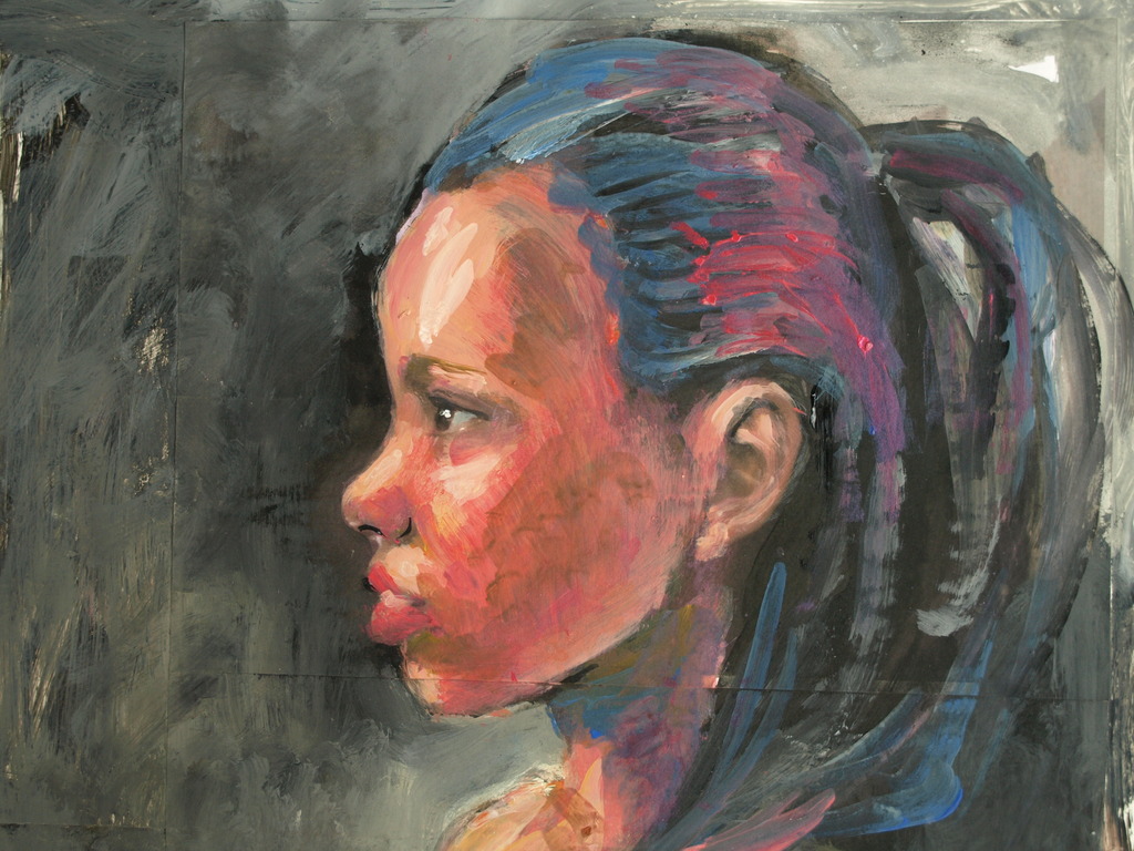 Peter Klashorst : acrylverf op papier , Vrouw met mobieltje – 2016 kopen? Bied vanaf 75!