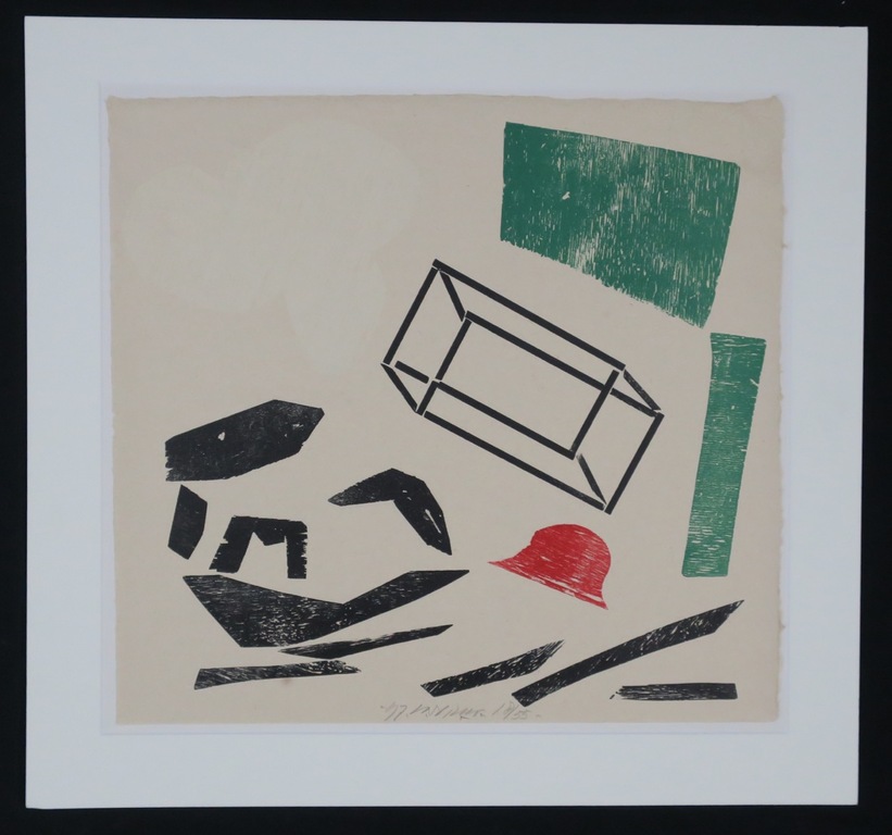 Carel Visser: Houtsnede op rijstpapier, Zonder titel verkocht voor € 80!