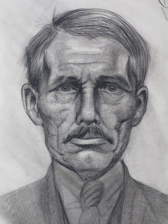 Louis Heymans, Mansportret (Zelfportret?), Tekening kopen? Bied vanaf 40!