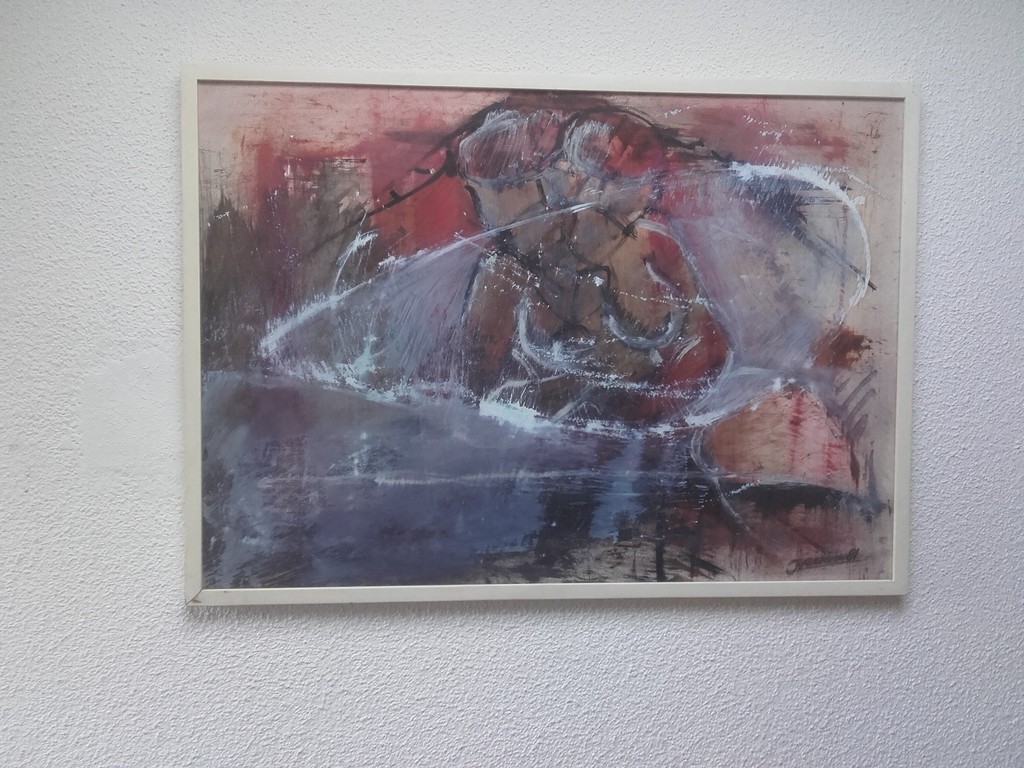Jan Radersma, olieverfschilderij met krijt, zonder titel, ingelijst verkocht voor € 39!