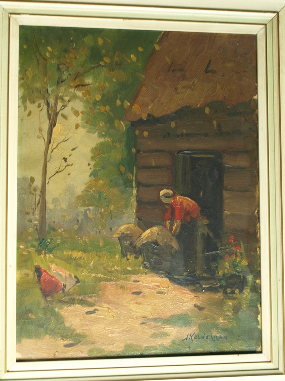 Jan Kelderman : Olieverf op doek, Boerin – gesigneerd & ingelijst - ca 1960 verkocht voor € 40!