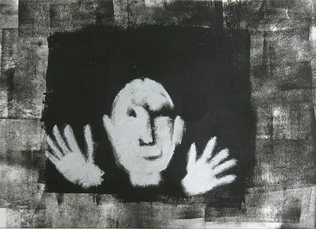 Irene Joffroy - olie-/zilververf op papier - wuivende man verkocht voor € 40!