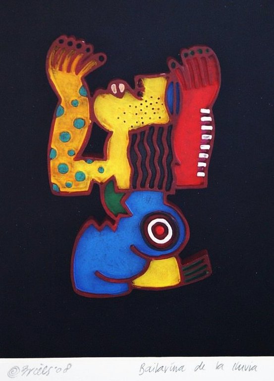 Clemens Briels, plaquette Bailarina de la iluvia 33 x 43 cm verkocht voor € 90!