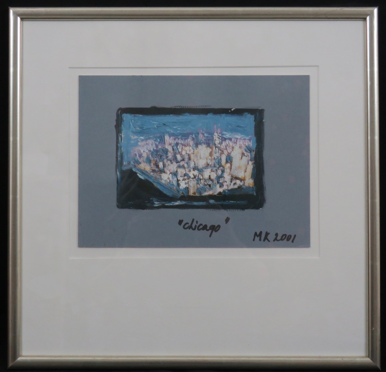 Meertje Kaal: Acryl op papier, Chicago - Ingelijst verkocht voor € 75!