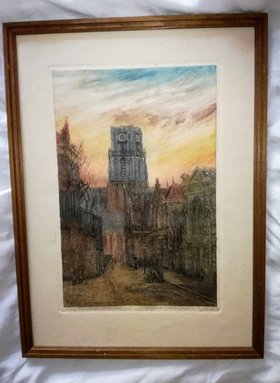 Eugene Rensburg (1872 - 1956), kleurenets van Rotterdam, handgesigneerd kopen? Bied vanaf 5!