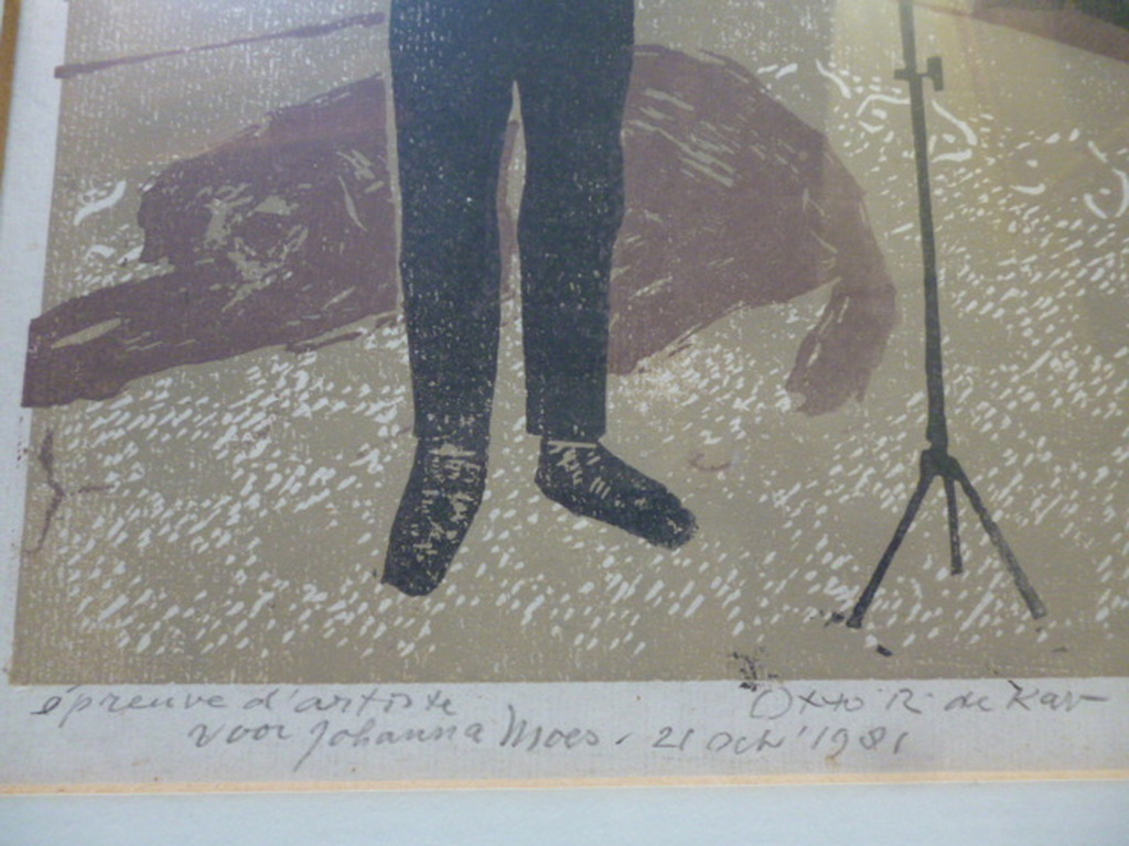 Otto B. de Kat - kleurenlinosnede - Fluitspelertje kopen? Bied vanaf 80!