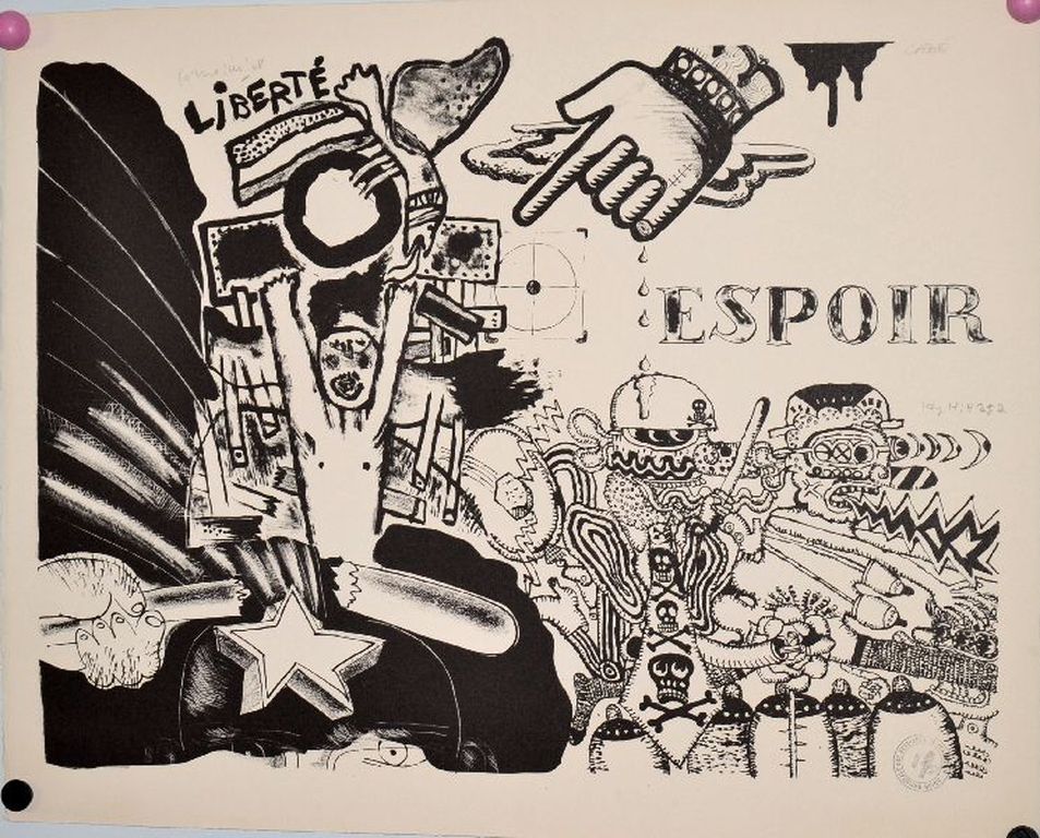 Zeldzame Corneille litho. Situationisten 1968 Liberte Espoir verkocht voor € 350!