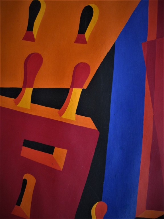 Mooie expressionistische Mateo v/d Heuvel Gouache "samenspel" gesigneerd kopen? Bied vanaf 1!