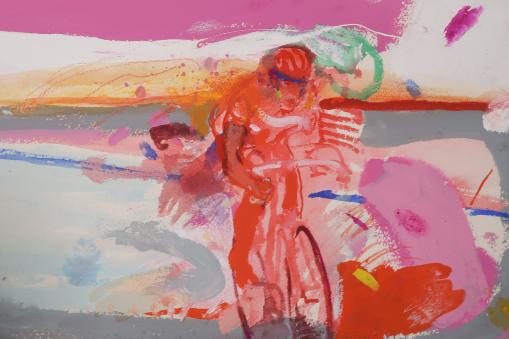 Jan van Diemen: Gouache, Wielrenners kopen? Bied vanaf 80!