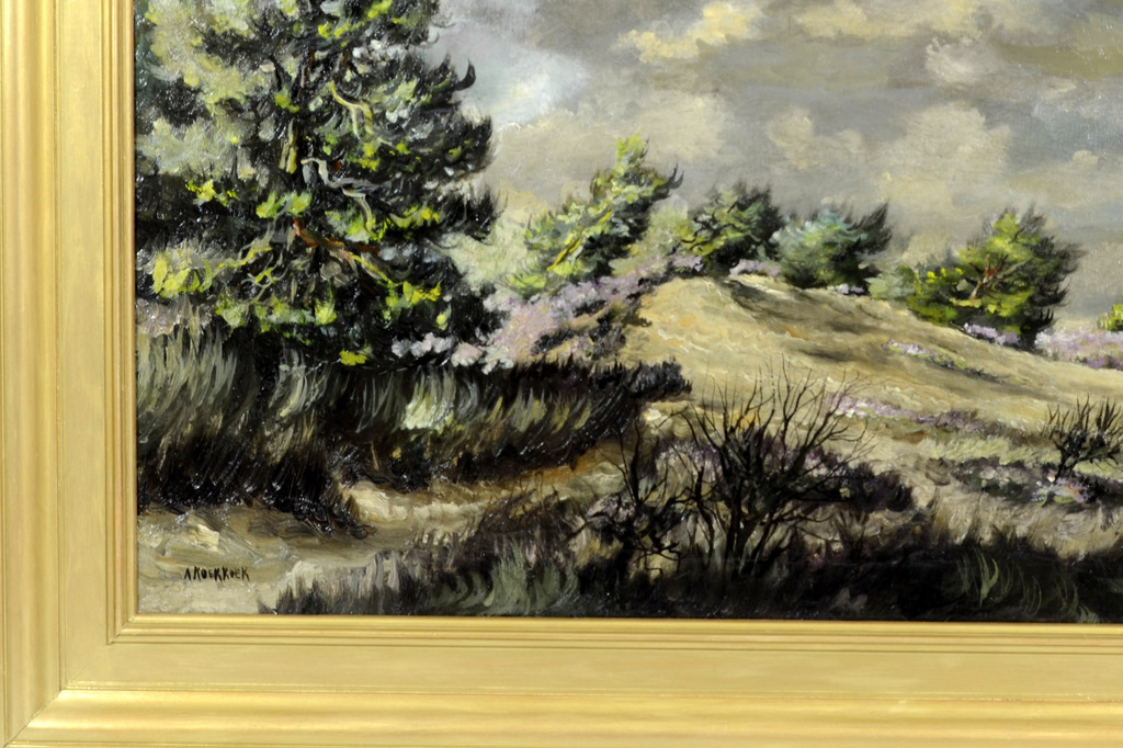 Adèle Koekkoek (1838 - 1919) - Landschap - "Zandverstuiving, Heide, Dennenbomen" kopen? Bied vanaf 250!