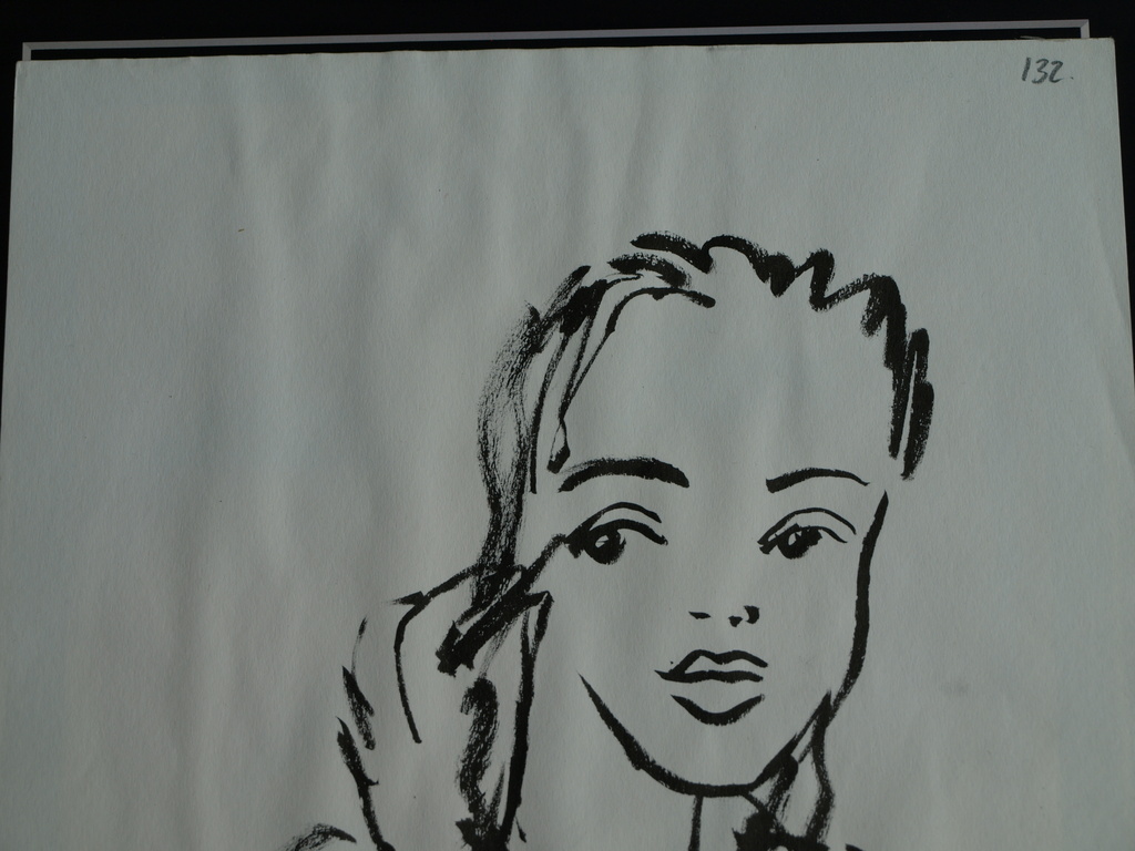 Peter Klashorst : Tekening / schets – Portret vrouw – gesigneerd  kopen? Bied vanaf 1!