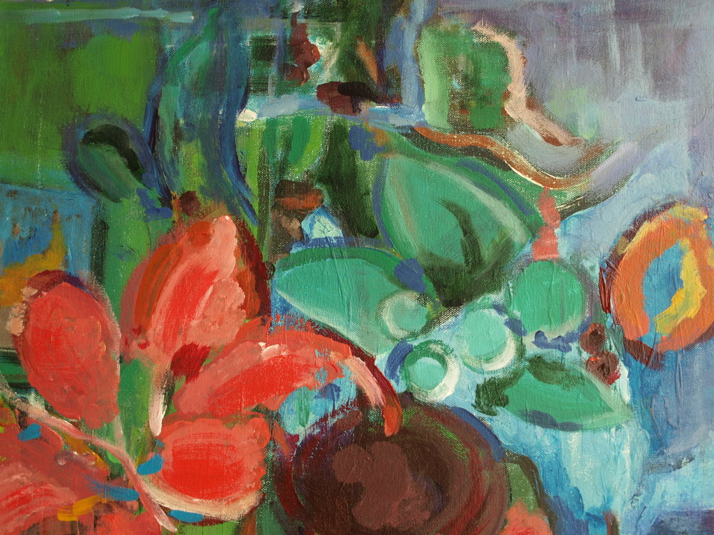 Onbekend : Olieverf op doek , Bloemen - 60 x 50 cm kopen? Bied vanaf 1!