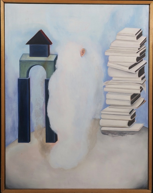 Danielle Lemaire: Olieverf op doek, De in een wolk veranderde arch.. - Ingelijst verkocht voor € 100!