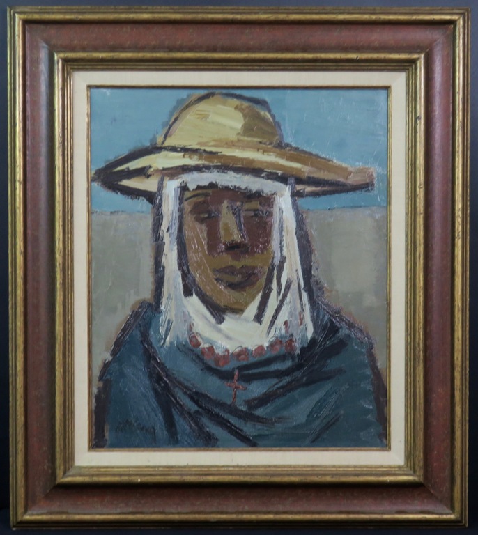 Jan van Heel: Olieverf op doek, Spaanse herderin - Ingelijst verkocht voor € 600!