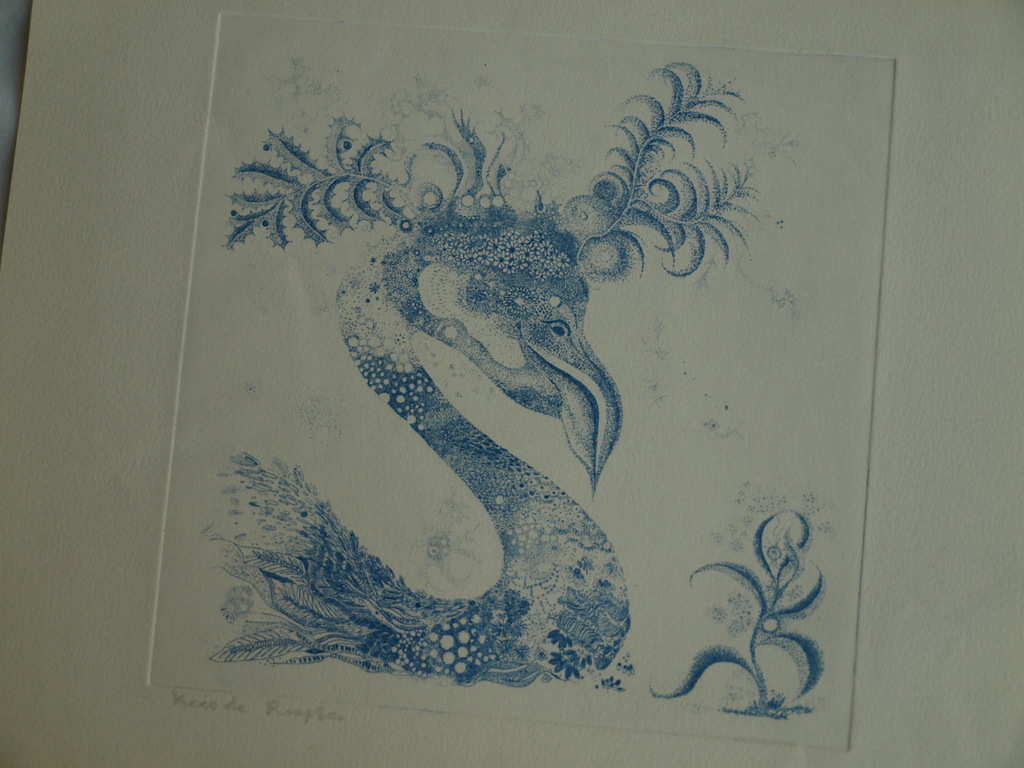 Kees de Ruijter : Ets , Blauwe vogel – gesigneerd - ca 1980 kopen? Bied vanaf 10!