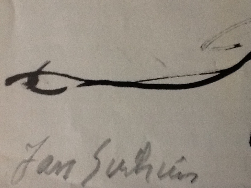 Jan Sierhuis: tekening op muziekpapier, verkeers ongeluk. kopen? Bied vanaf 50!