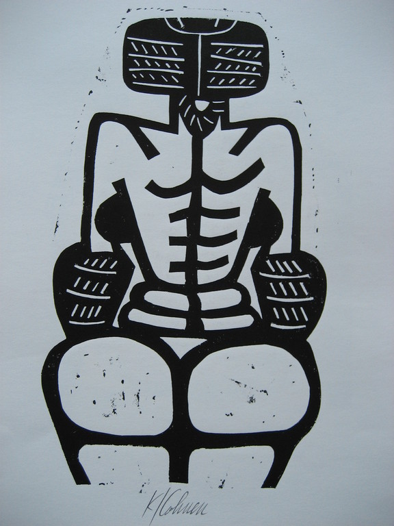 Karl Cohnen(1938 Aken):Linosnede,Gestalte kopen? Bied vanaf 1!