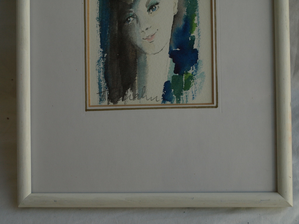 Onbekend : Aquarel , Portret meisje – gesigneerd & ingelijst  kopen? Bied vanaf 1!