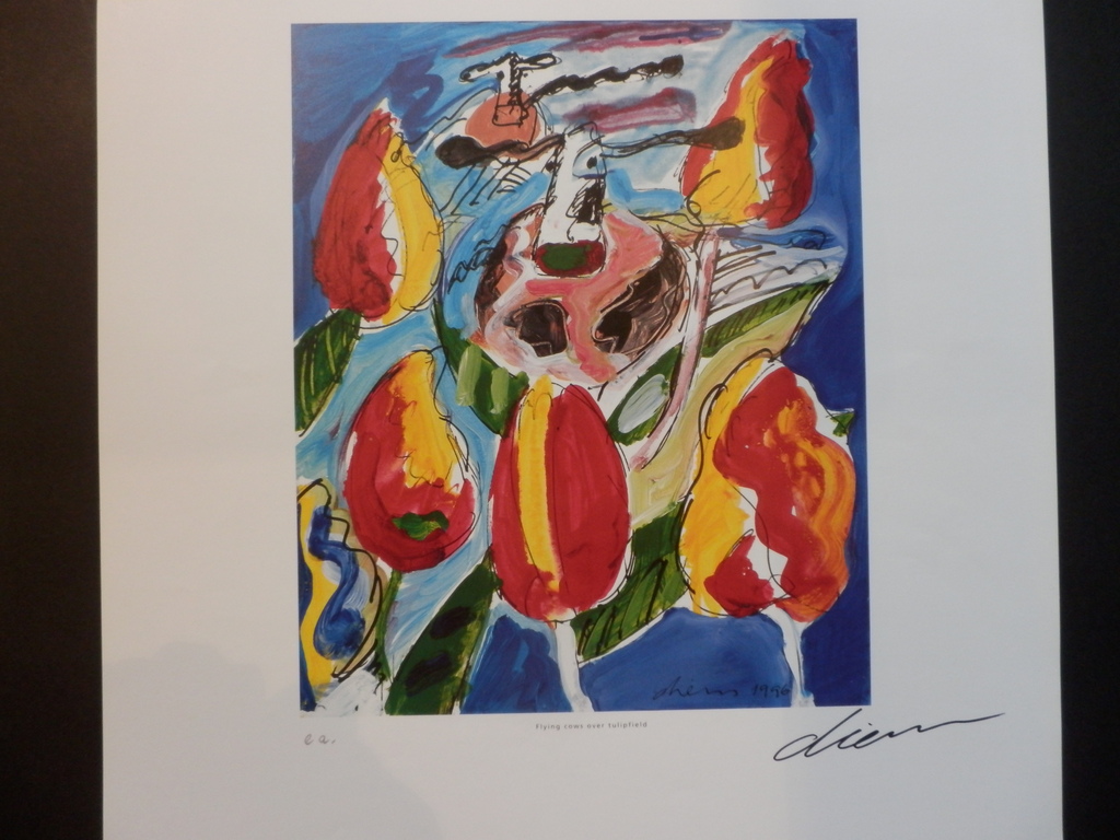PETER DIEM  Handgesigneerde Zeefdruk  FLYING COVVS OVER TULIPFIELDS kopen? Bied vanaf 1!