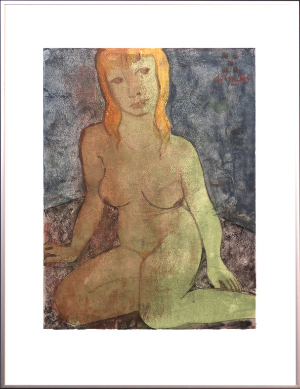 Bob Zijlmans: Krijttekening op papier, Naakt meisje - Ingelijst kopen? Bied vanaf 50!
