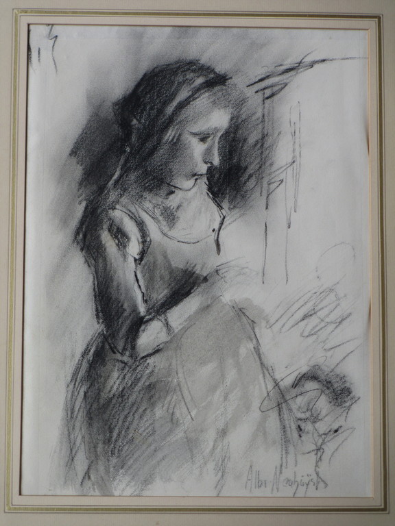 Albert Neuhuys, Vrouw aan verstelwerk, Tekening kopen? Bied vanaf 45!