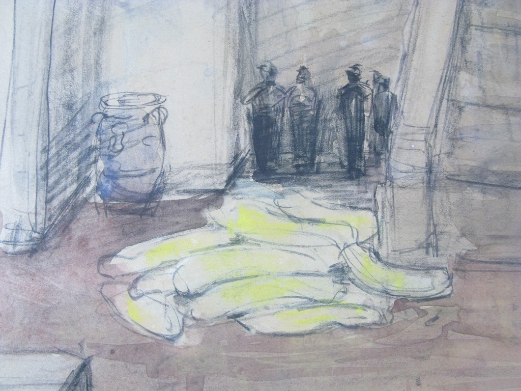 Coba Surie ( Amsterdam 1879 ) Aquarel-tekening, interieur van een kelder. kopen? Bied vanaf 1!