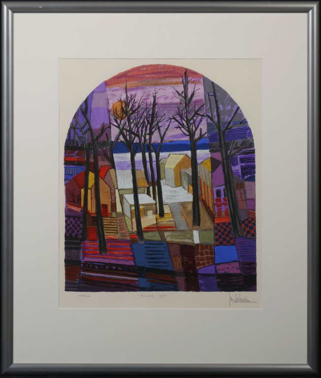 Ton Schulten: Zeefdruk, Winter - Ingelijst verkocht voor € 200!