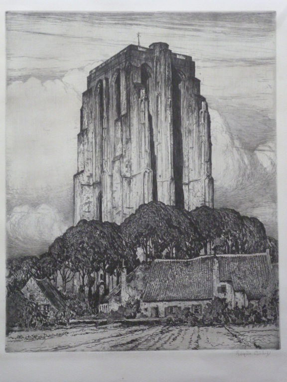 Eugene Lucker - ets - De Sint Lievensmonstertoren te Zierikzee kopen? Bied vanaf 60!