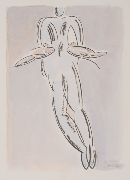 Arie van Geest: Aquarel en Pen, Z.T. Figuur verkocht voor € 40!