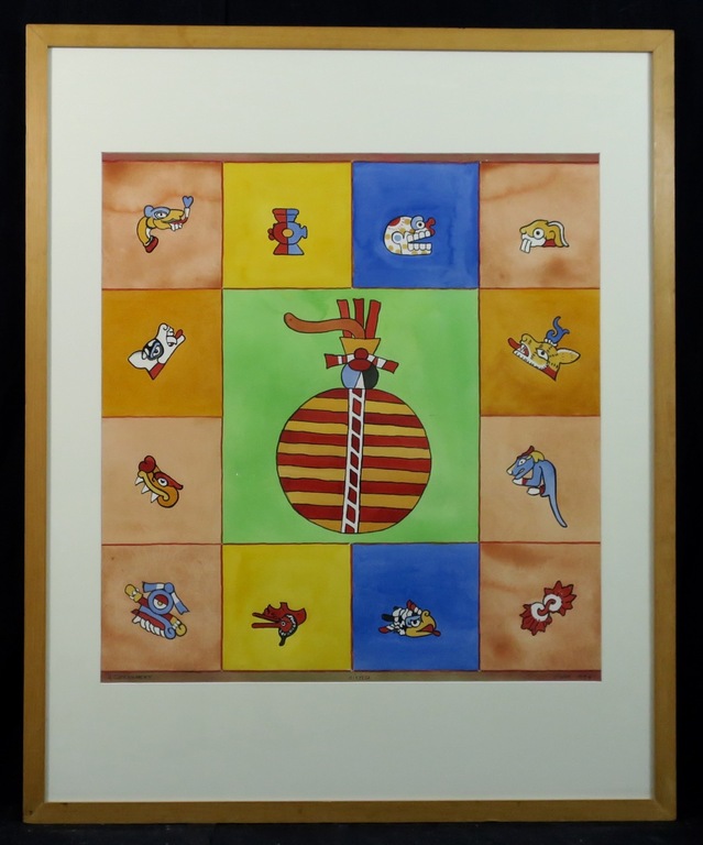 Hans Geernaert: Aquarel, Almanak Mixteca - Ingelijst (groot) verkocht voor € 56!