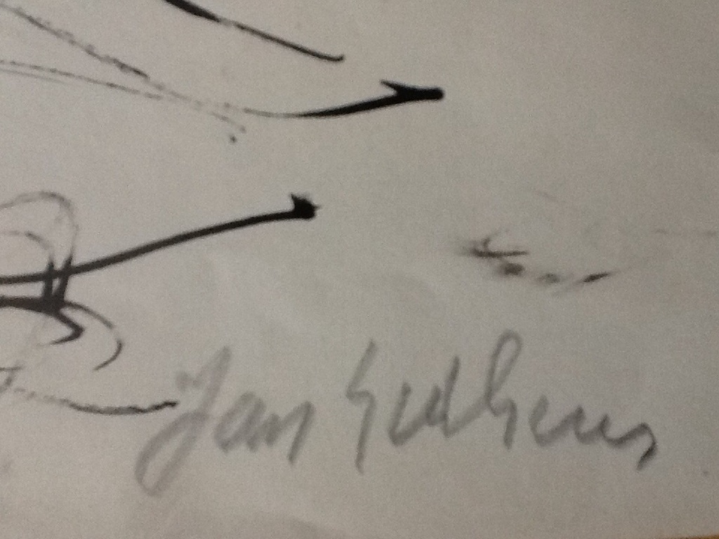 Jan Sierhuis: tekening op muziekpapier, verkeers ongeluk. kopen? Bied vanaf 50!